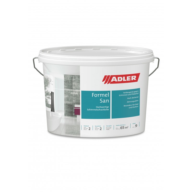 3 l Gebinde Adler Aviva Formel-San in weiss, Innenfarbe gegen Schimmel