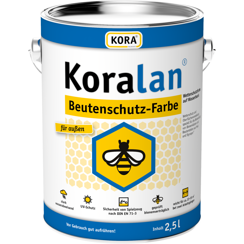 Ein Gebinde Koralan Beutenschutz-Farbe, Wetterschutz auf Wasserbasis