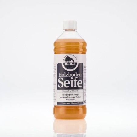 Eine Flasche Büffel Holzbodenseife