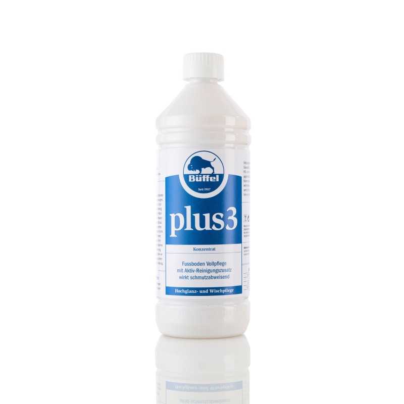 Eine Flasche Büffel Plus 3 Hochglanz Wischpflege
