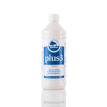 Eine Flasche Büffel Plus 3 Hochglanz Wischpflege